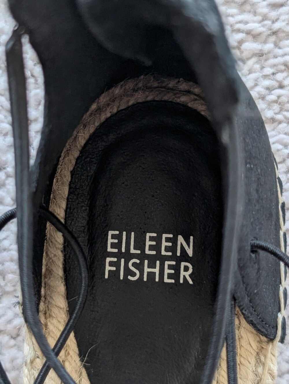 Eileen Fisher Lee D'Orsay Women's 8.5 Espadrille Black Sandals Flat Shoes - Picture 8 of 12